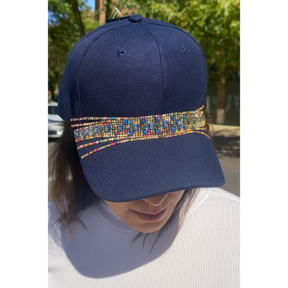 Handmade Rhinestone Hip Hop Boho Bling style Streetwear Baseball Cap Hat - Picture 4 of 9